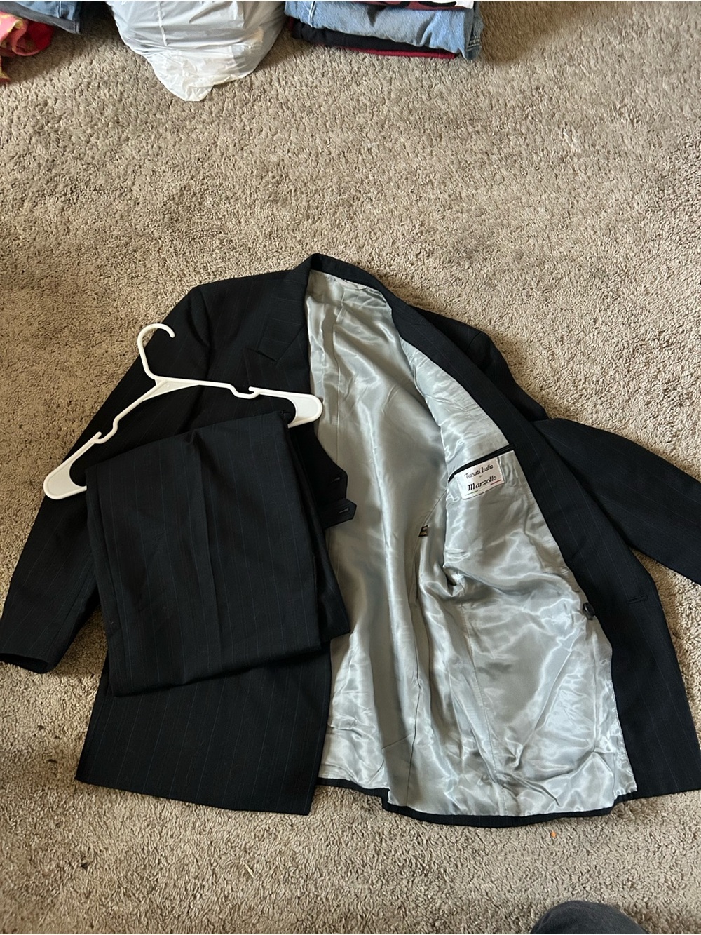 Men's Black Pinstripe Two-Piece Suit - Classic Formal Ensemble